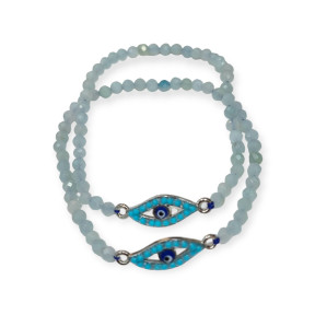 Bracelet Amazonite Pierres Rondes Facettées 4mm Œil Grec
