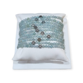 Bracelet Amazonite Pierres Rondes Facettées 4mm avec Insert Acier
