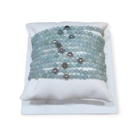 Bracelet Amazonite Pierres Rondes Facettées 4mm avec Insert Acier