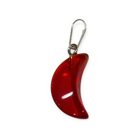 Pendentif Verre de Murano Croissant de Lune Rouge