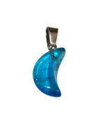 Pendentif Verre de Murano Croissant de Lune Bleu Clair