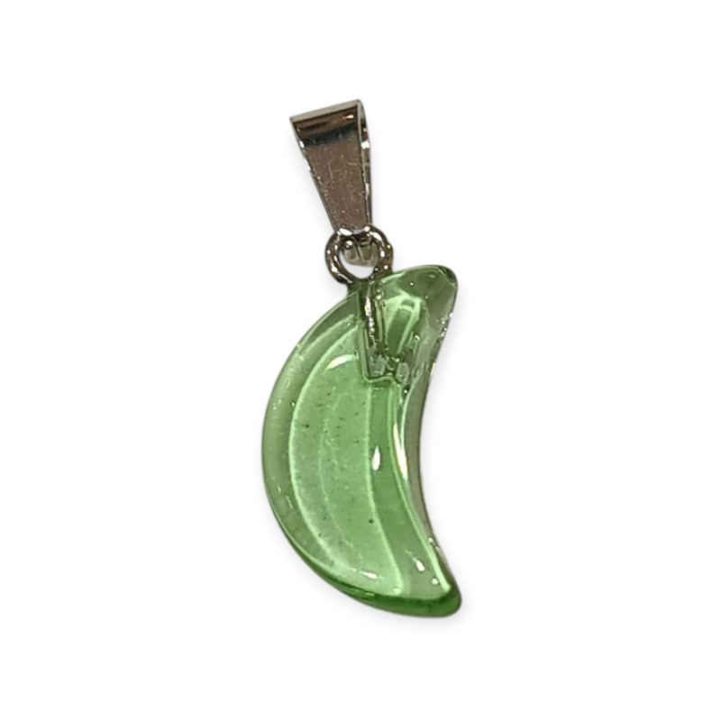 Pendentif Verre de Murano Croissant de Lune Vert Clair