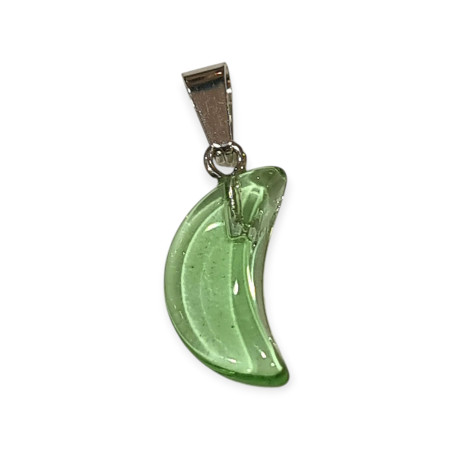 Pendentif Verre de Murano Croissant de Lune Vert Clair