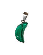 Pendentif Verre de Murano Croissant de Lune Vert Bouteille