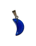 Pendentif Verre de Murano Croissant de Lune Bleu Nuit