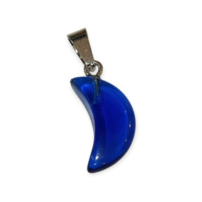 Pendentif Verre de Murano Croissant de Lune Bleu Nuit