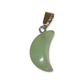 Pendentif Verre de Murano Croissant de Lune Vert Jade