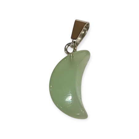 Pendentif Verre de Murano Croissant de Lune Vert Jade