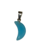 Pendentif Verre de Murano Croissant de Lune Bleu Ciel