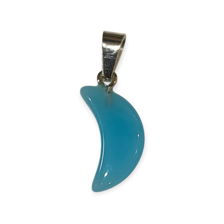 Pendentif Verre de Murano Croissant de Lune Bleu Ciel
