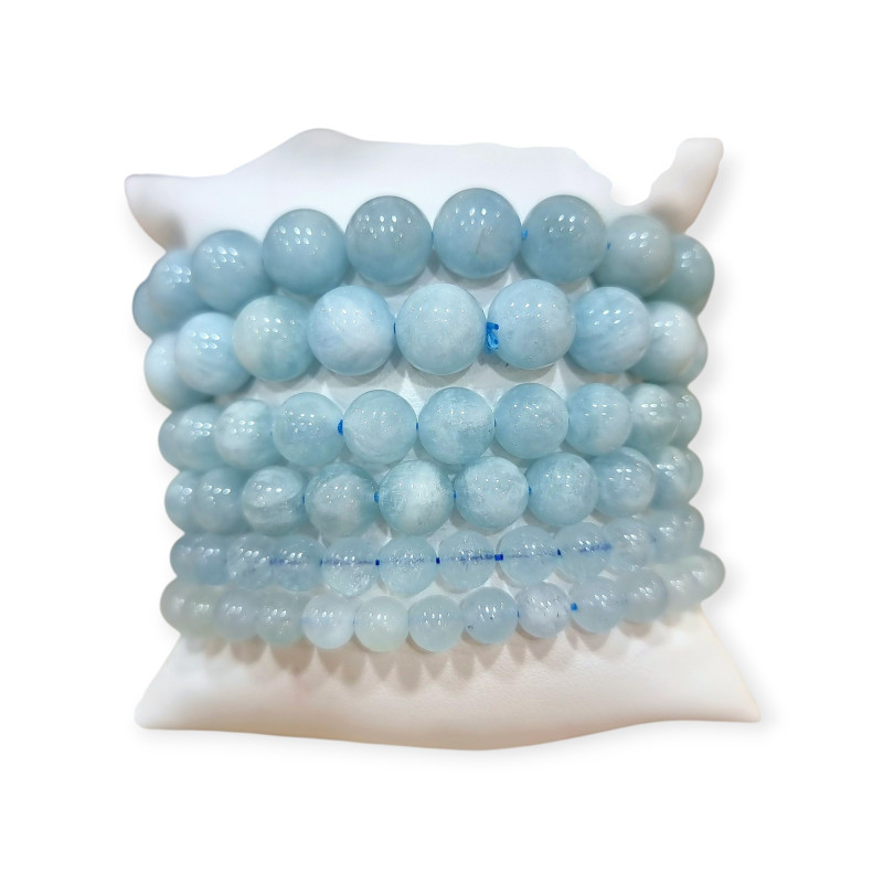 Bracelet Aigue marine A+ Pierres rondes