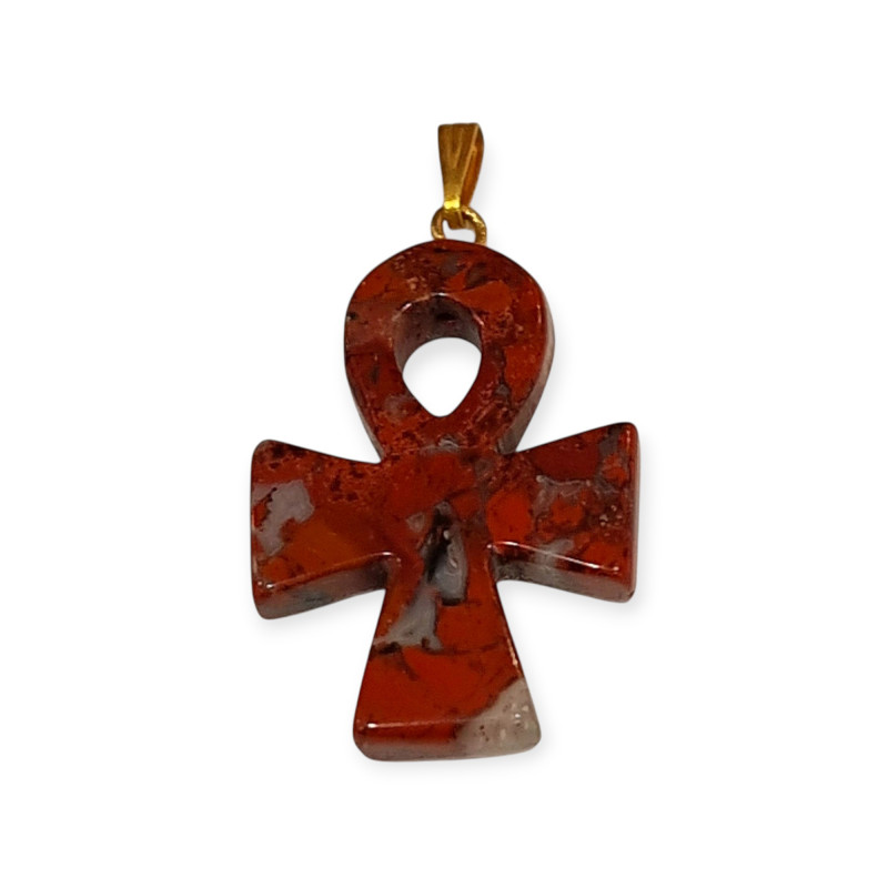 Pendentif Jaspe Rouge Croix de Vie Egyptienne (Ankh)