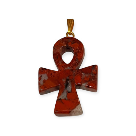 Pendentif Jaspe Rouge Croix de Vie Egyptienne (Ankh)