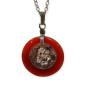 Pendentif Cornaline Donut Dragon Chinois avec Chaîne Acier Inox
