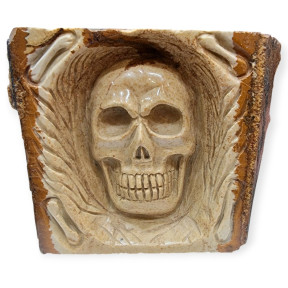 Crâne Sculpté Jaspe Paysage l8cmxH8cm