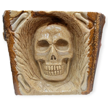 Crâne Sculpté Jaspe Paysage l8cmxH8cm