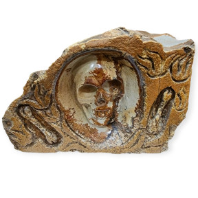 Crâne Sculpté Jaspe Paysage l11cmxH7cm