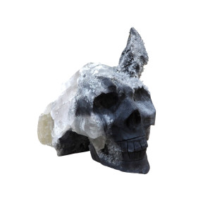 Crâne Goethite et Cristal de Roche L17cm x H14cm 2322g
