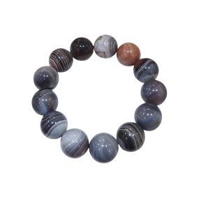 Bracelet Agate Du Botswana Pierres Rondes 16mm