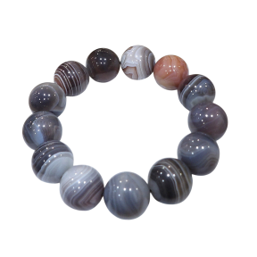 Bracelet Agate Du Botswana Pierres Rondes 16mm