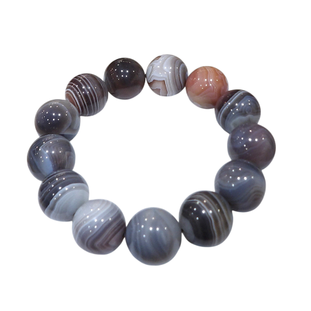 Bracelet Agate Du Botswana Pierres Rondes 16mm