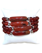 Bracelet Cornaline avec plaque Pierres Rondes 8mm