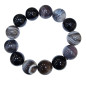 Bracelet Agate Du Botswana  et Obsidienne Œil Céleste Pierres Rondes 16mm