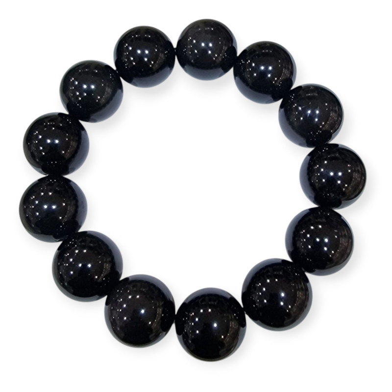 Bracelet Obsidienne Œil Céleste Pierres Rondes 16mm