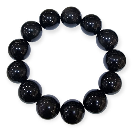 Bracelet Obsidienne Œil Céleste Pierres Rondes 16mm