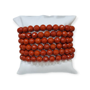 Bracelet Jaspe rouge Pierres Rondes Facettés 8mm