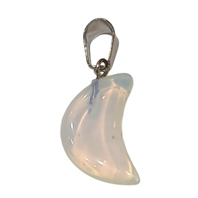 Pendentif Verre de Murano Croissant de Lune Opaline