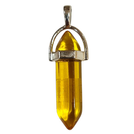 Pendentif Verre de Murano Pointe Jaune Transparent
