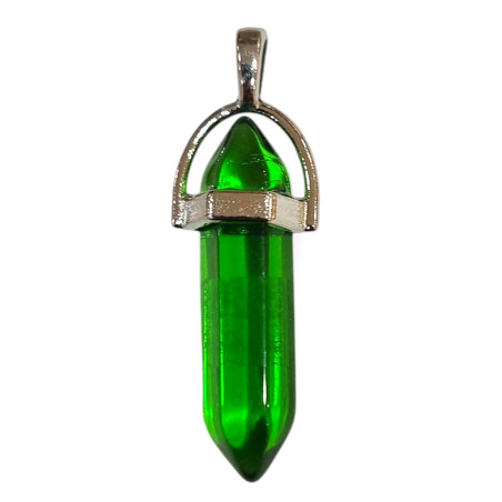 Pendentif Verre de Murano Pointe Vert Foncé Transparent