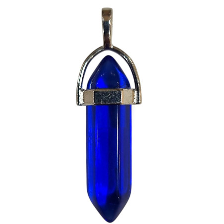 Pendentif Verre de Murano Pointe Bleu Foncé Transparent