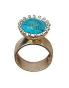 Bague Turquoise Argent 925 Tête Interchangeable