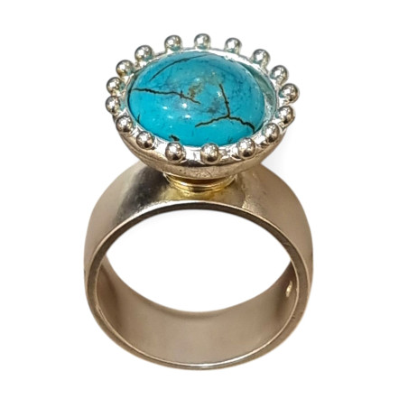 Bague Turquoise Argent 925 Tête Interchangeable