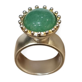 Bague Aventurine Verte Argent 925 Tête Interchangeable