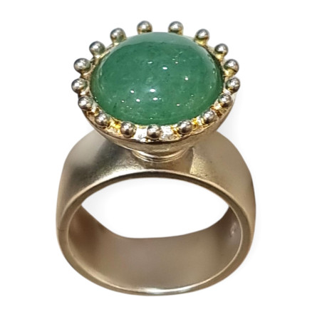 Bague Aventurine Verte Argent 925 Tête Interchangeable