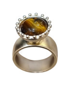 Bague Œil de Tigre Argent 925 Tête Interchangeable