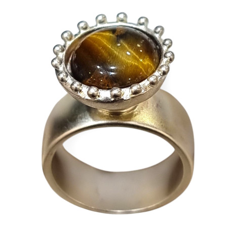 Bague Œil de Tigre Argent 925 Tête Interchangeable