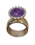 Bague Améthyste Argent 925 Tête Interchangeable Taille 57