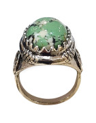 Bague Bakélite Métal Argenté Taille 62