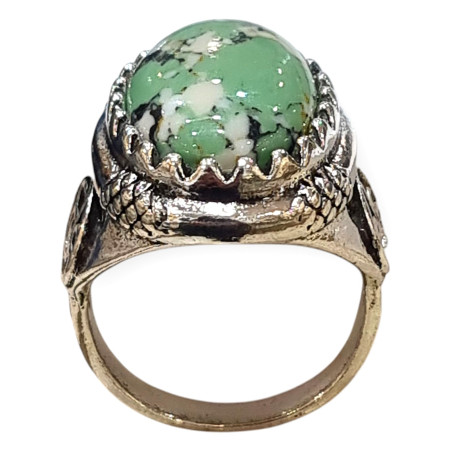 Bague Bakélite Métal Argenté Taille 62