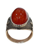 Bague Cornaline Métal Argenté Taille 65