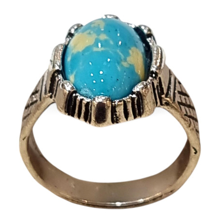 Bague Bakélite Métal Argenté Taille 62
