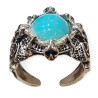 Bague Turquoise Reconstituée Métal Argenté Taille 62