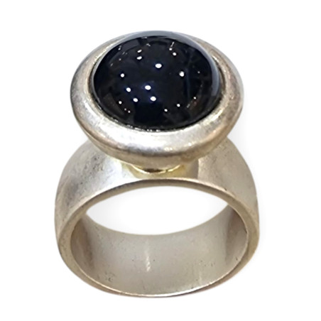 Bague Onyx Argent 925 Tête Interchangeable Taille 55