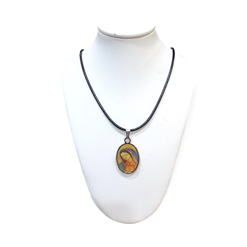 Pendentif Médaillon Bakélite Icône Marie sur Cordon