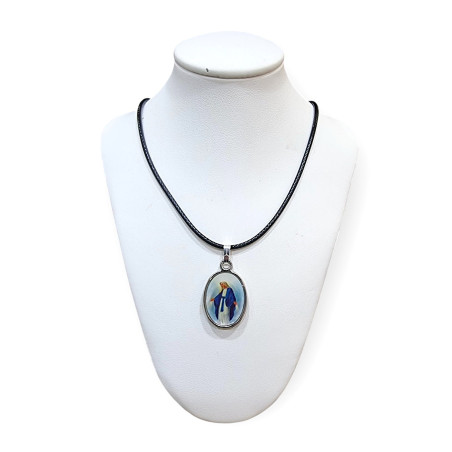 Pendentif Médaillon Bakélite Vierge Marie sur Cordon