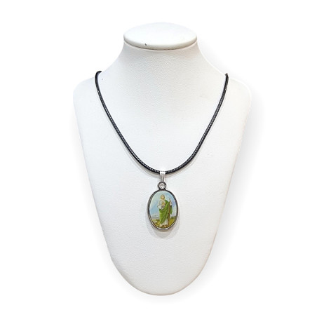 Pendentif Médaillon Bakélite Saint Christophe sur Cordon